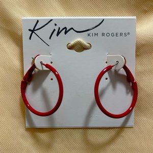 NWT Kim Rogers Red Hoop Earrings